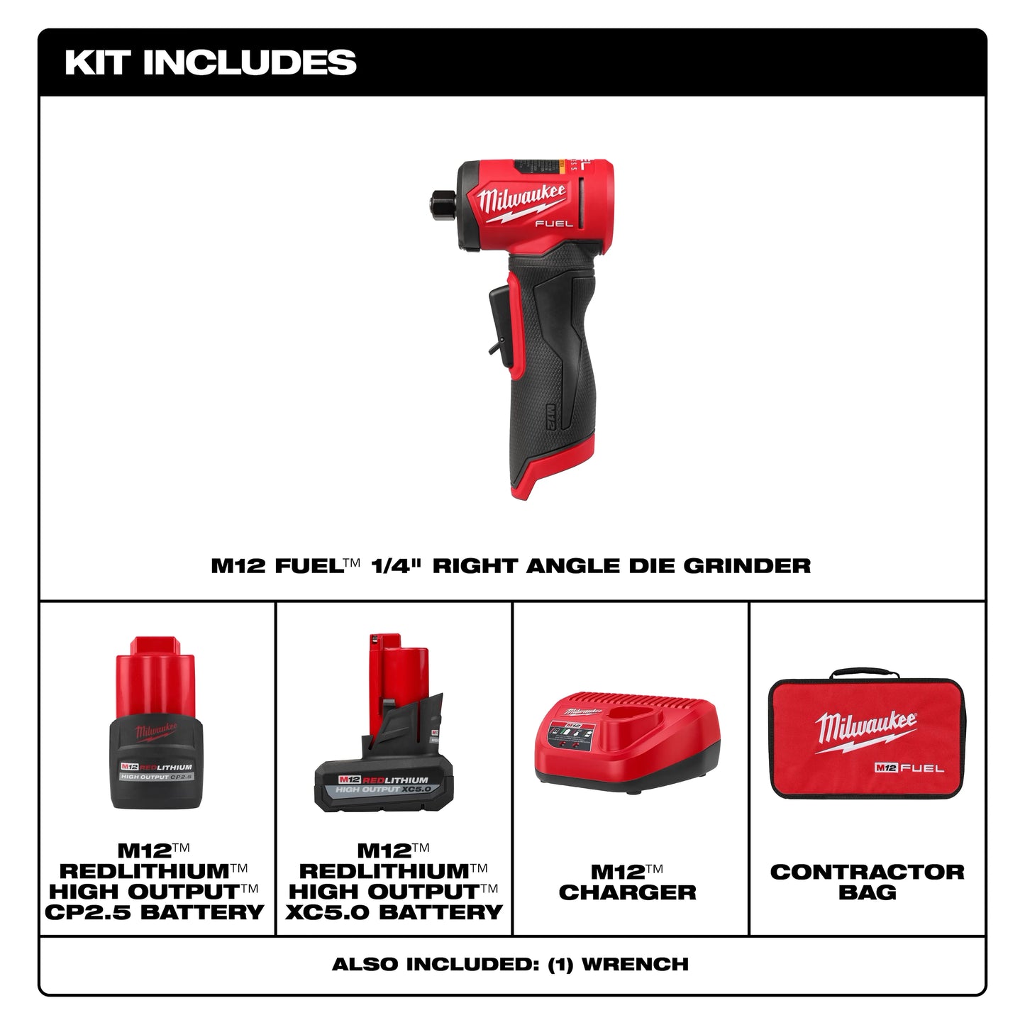 M12 FUEL™ 14 Right Angle Die Grinder Kit